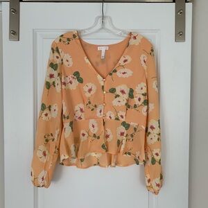 Leith Floral Peplum Top - Yellow